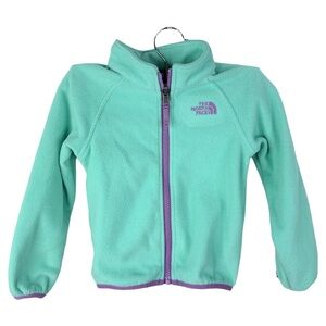 The North Face Fleece Jacket sz 3T * Toddler Mint Green Purple Trim TNF Kids